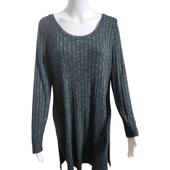 Soma Medium Ribbed Knit Side Slit Tunic SAGE Green Longline Blouse Top Shirt - Picture 11 of 13